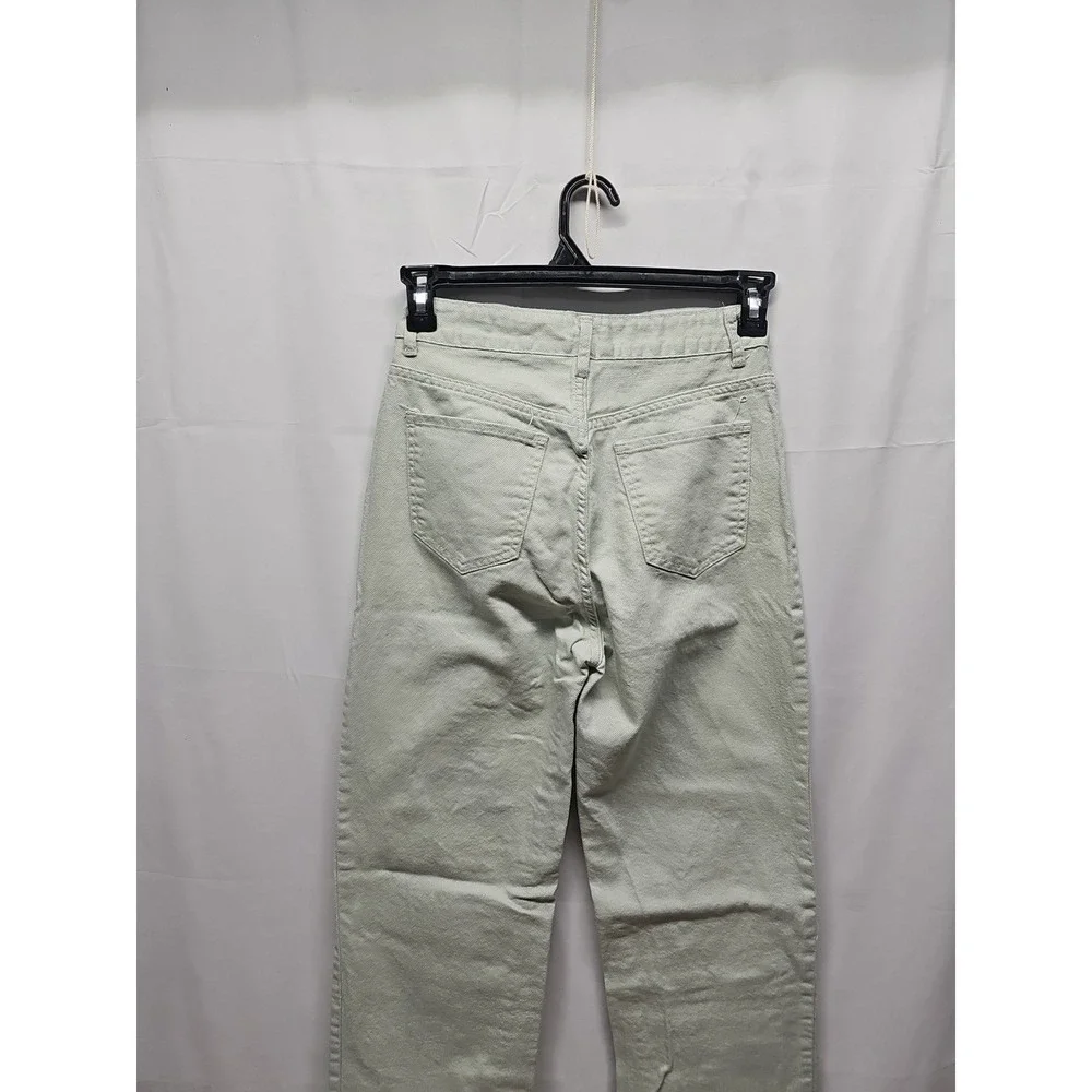 Song Womens Ivory Wide Leg Button Fly Light Teal Denim Jeans Sz 5‎